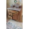 Image 3 : Antique Oak Kitchen Side Cabinet - Marble Top
