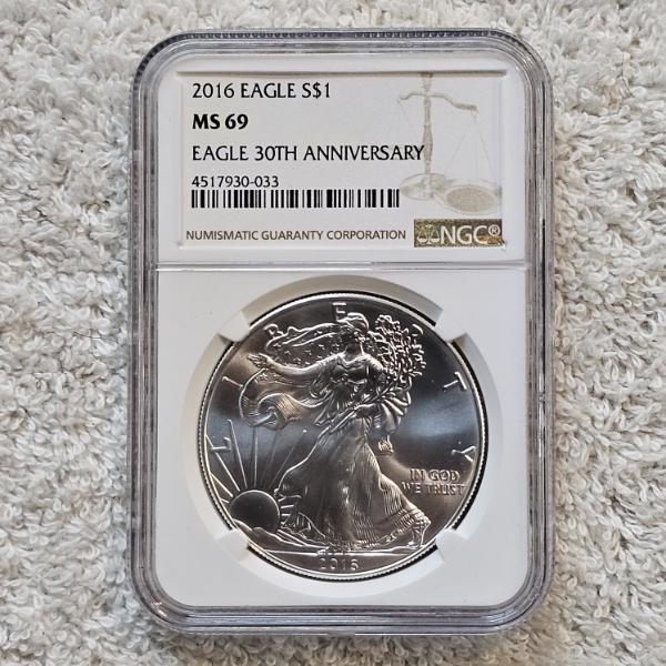 NGC MS69 Graded 2016 .999 Fine Silver 1oz. Eagle
