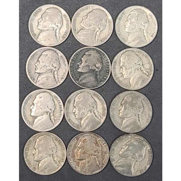Assorted Years/Mint Marks United States 35% Wartime Nickels - Face Value: $0.60