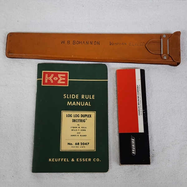 Lot of Two Vintage Slide Rules in Great Condition With Manual Including Original Bruning Box & Case