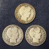 Image 1 : 3 Pcs - Barber (Liberty Head) 90% Silver Half Dollars - 1915 P / D / S  See Pics