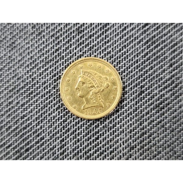 1855 Liberty Head $2.50 Gold Coin - AGW: 0.1209oz - ONLY 235K MINTED!