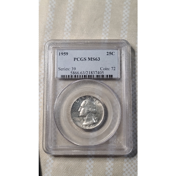 PCGS 1959 MS63 90% Silver Washington Quarter