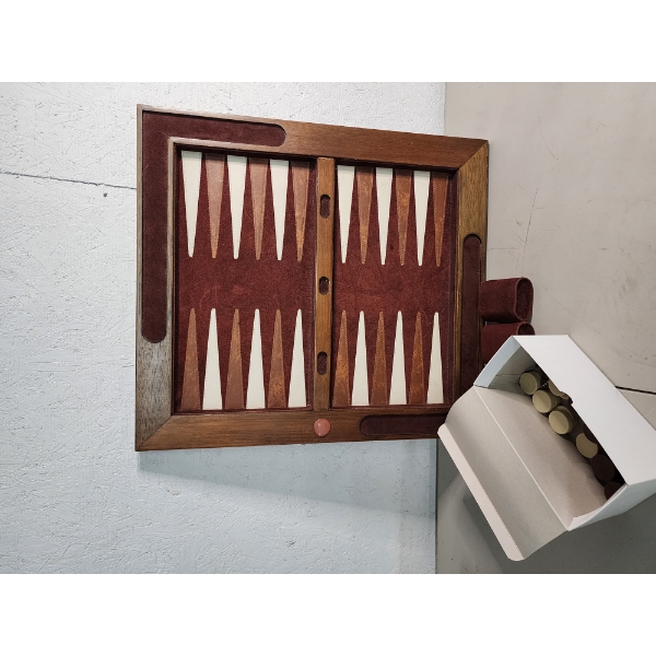 Vintage Large Wooden Backgammon Board 24" & Pieces