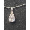 Image 7 : 18" Sterling Silver Necklace Featuring Beautiful White Sapphire Pendant -Helzberg Lifetime Warranty!