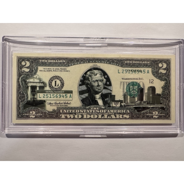 2003 United States Jefferson ARKANSAS $2.00 Bill In Hard Case Holder - Mint Condition - RARE