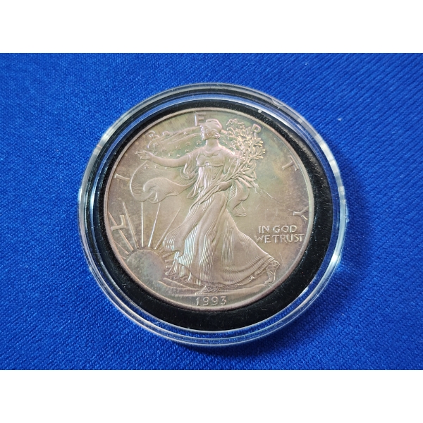 Gorgeous Toning! 1993 American Silver Eagle - 1 oz .999 Fine Silver 