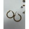Image 1 : 14K Earrings - Gold Braided Hoop Earrings & Studs - One Stud missing diamond - 3.9 Grams