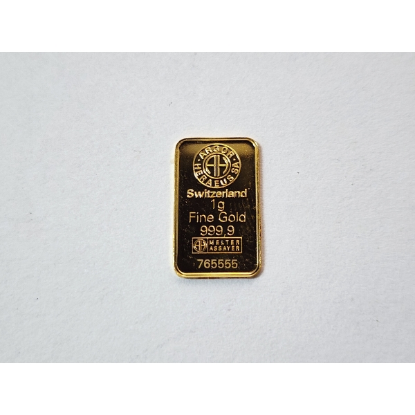 Argor-Heraeus 1g .9999 Fine Gold Bar 