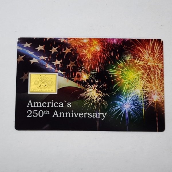 America's 250th Anniversary Commemorative Gold Card - 1/1000 oz .999 Gold