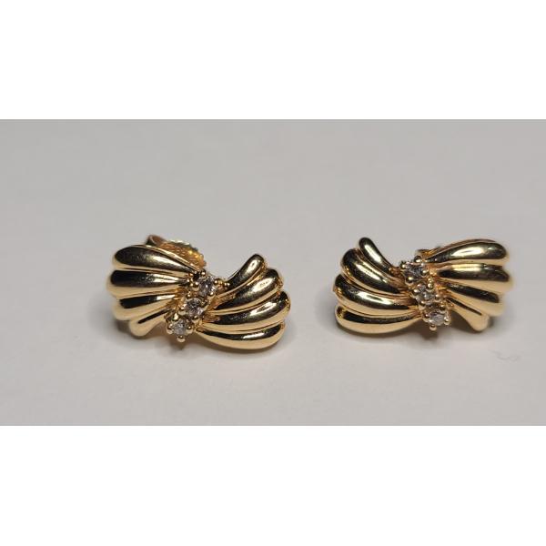 Tests As 14K Yellow Gold Vintage Style Women's Bow Earrings - Weight: 4.1g