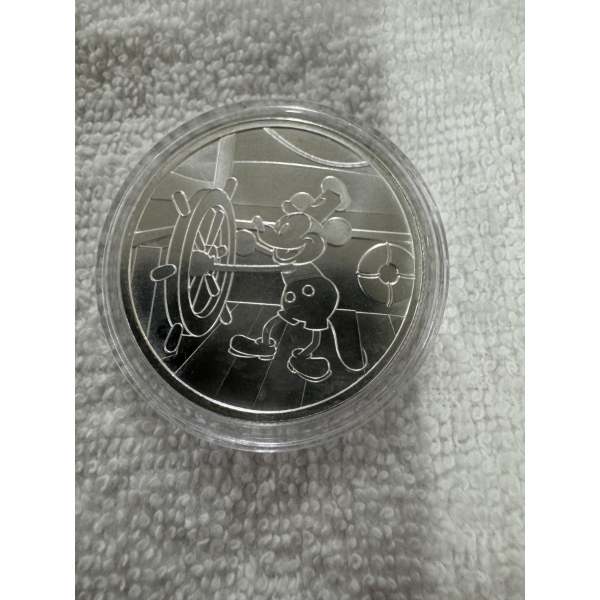 "1928" Disney Steam Boat Willie Mickey Mouse .999 One Troy Silver Ounce Coin