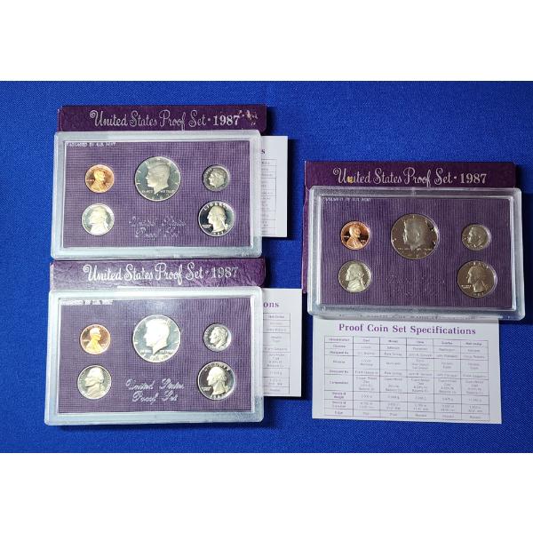 x3 1987 United States Proof Sets in Original Packaging w/ CoA