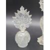 Image 6 : 3 Vintage Glass Perfume Bottles with Stoppers - Gorgeous Leaf Like Designs! 