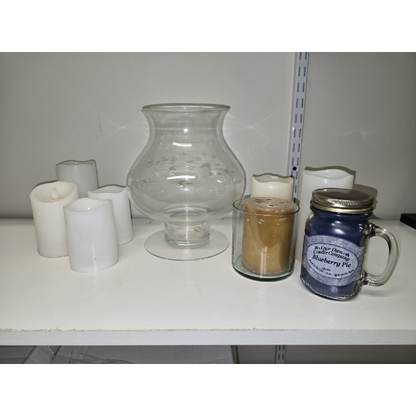 8 Candles - Mix of Faux and Real with Crystal Vase