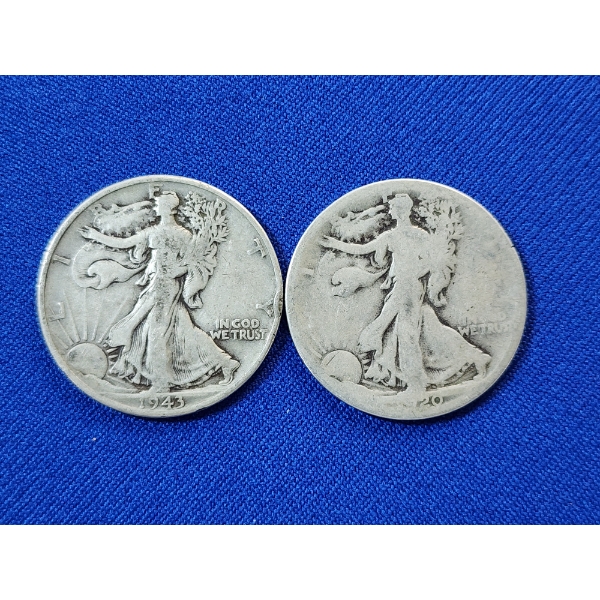 2 - 90% Silver Walking Liberty Half Dollars: 1943 & 1920-S
