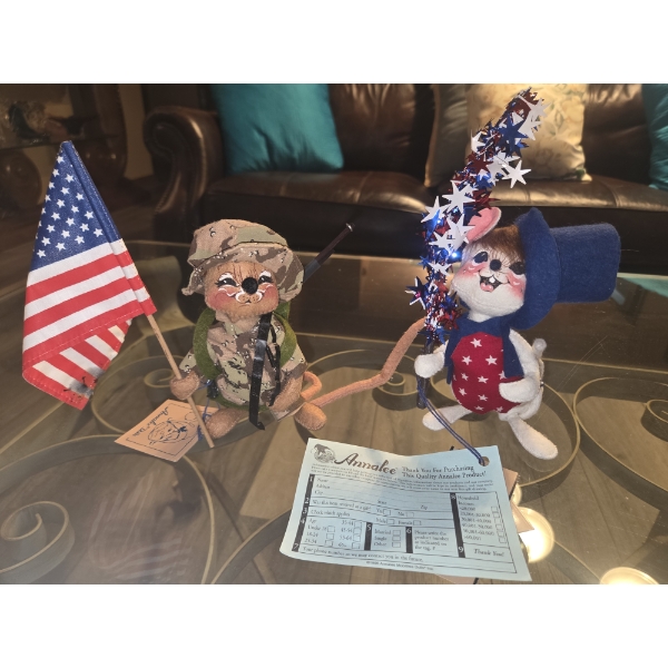 Annalee Famous Vintage Felt Dolls Highly Collectable! Featuring Soldier, Patriotic, 2 Golfers, & 2 G