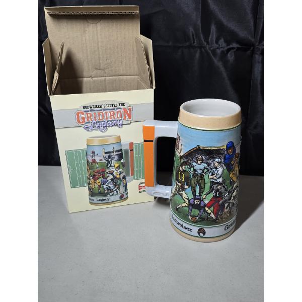 Vintage Budweiser "Salutes the Gridiron Legacy" Football Beer Stein 1990