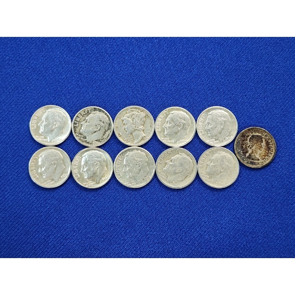 $1.00 Face Value of 90% Silver U.S Dimes & (1) 80% Silver Canadian Dime 