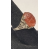 Image 3 : 14K Gold Egyptian Revival Carved Carnelian Scarab Ring- Size 6 - Weight: 3.4g
