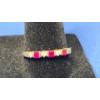Image 2 : 10K Gold Women's Ring With Clear & Red Stones - Weight: 1.7g