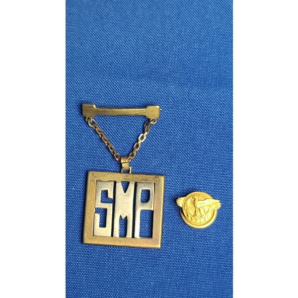 World War II Honorable Discharge "Ruptured Duck" Lapel Pin & "SMP" Tie Pin 