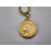 Image 2 : 14K Gold 24in Chain with Authentic 1912 $2.50 Indian Head Quarter Eagle Pendant TW: 36.1g
