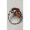Image 4 : Sterling Silver Ring With Amber & Sterling Silver Pendant With Fire Agate - Total Weight: 13.5g