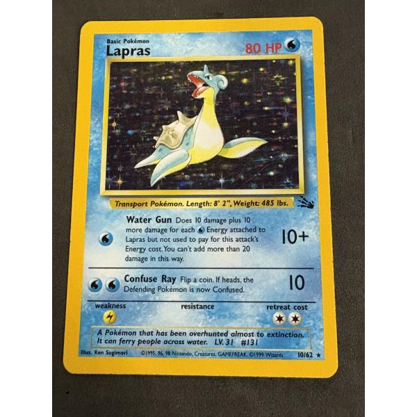 Lapras 10/62 Rare Holo Pokémon Trading Card - Fossil Card - Vintage -1995