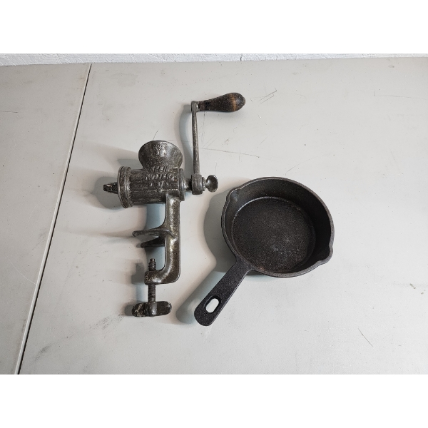 Vintage Keen Kutter Food Chopper/Meat Grinder & 6" Cast Iron Skillet