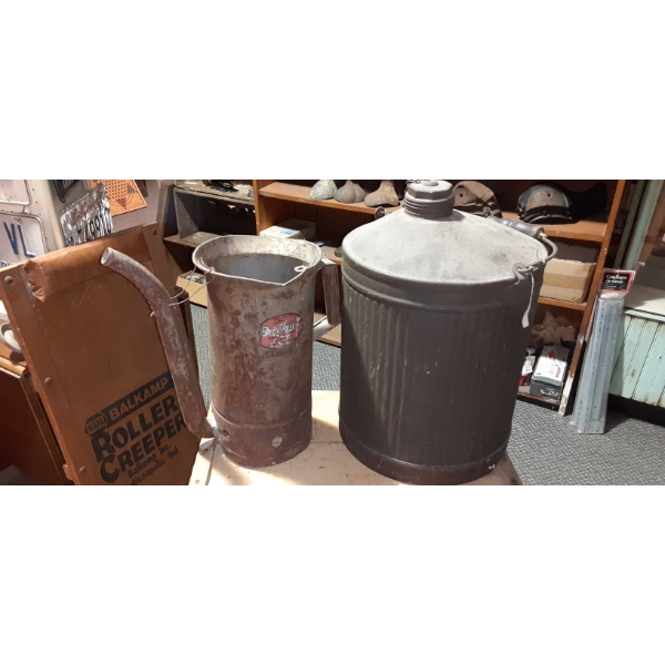 RAILROAD - Antique RARE NYC RR Galvanized Fill Can & Brookline Filler - See Description & Pics