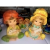 Image 3 : 3 Pcs Colorful Dutch Children Figures - Signed Bisque Statues - Largest 10" 