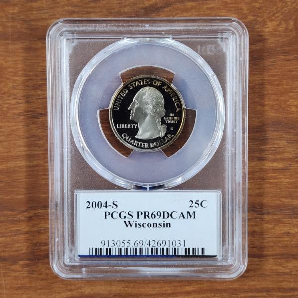 PCGS PR69DCAM Graded 2004-S United States PROOF Wisconsin Washington Quarter 