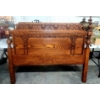 Image 2 : 2 Pc Wooden Bed - 58" Width -  Superior Carved Headboard & Footboard