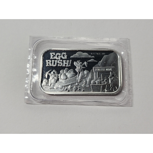 "Bad Hare Day / Egg Rush" Easter 2023 1oz .999 Fine Silver Art Bar Mintage 300! 