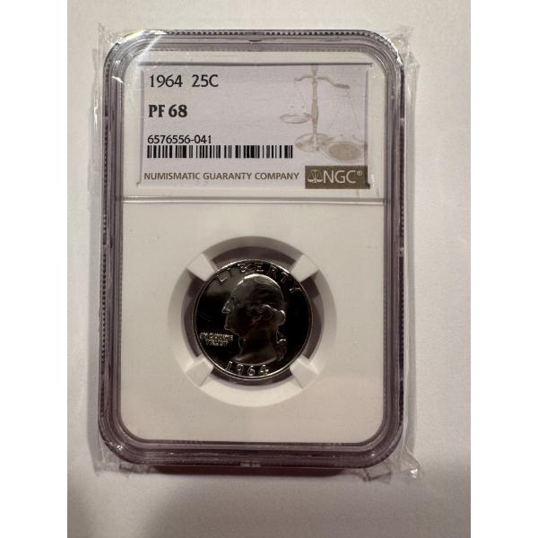 1964 United States Washington Proof Quarter - Graded Proof 68 - Incredible Coin
