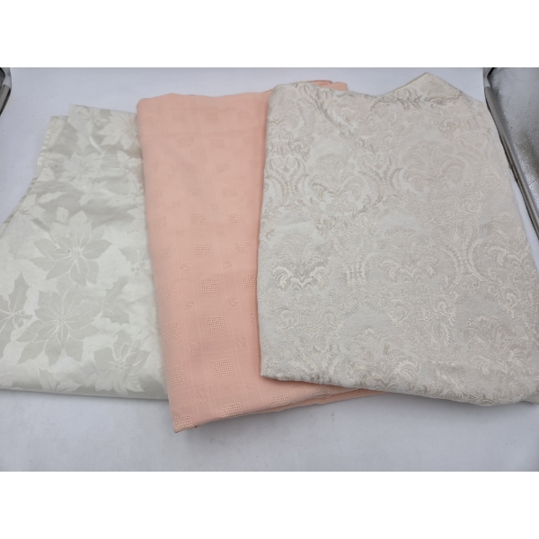 Three 90''x132'' Excellent Condition Fabric Table Cloths
