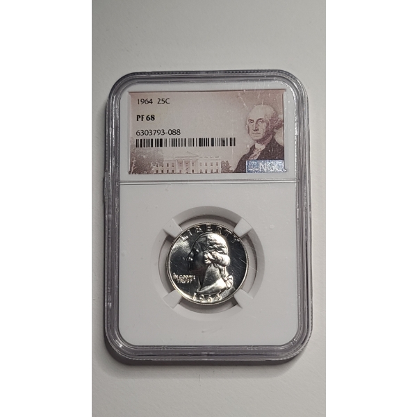 NGC 1964 PF 68 Washington 90% Silver Quarter