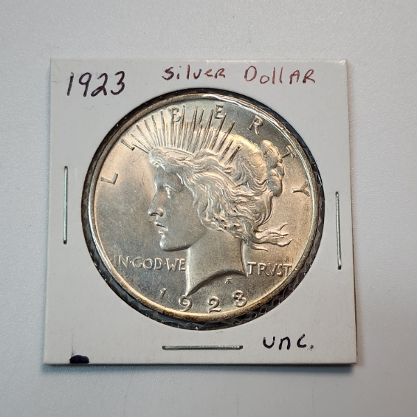 United States 1923 Uncirculated Silver Peace Dollar - 90% Silver 