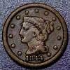 Image 1 : Better Grade United States Early Copper Penny - 1844 1c - large Cent - See Pics