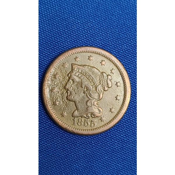 United States 1855 "Upright" 5 Variety Braided Hair Large Cent 