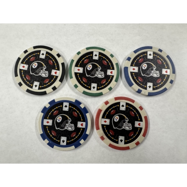 NFL Pittsburgh Steelers - Clay Poker Chip Set - Mint Condition - Complete Set 5 Chips