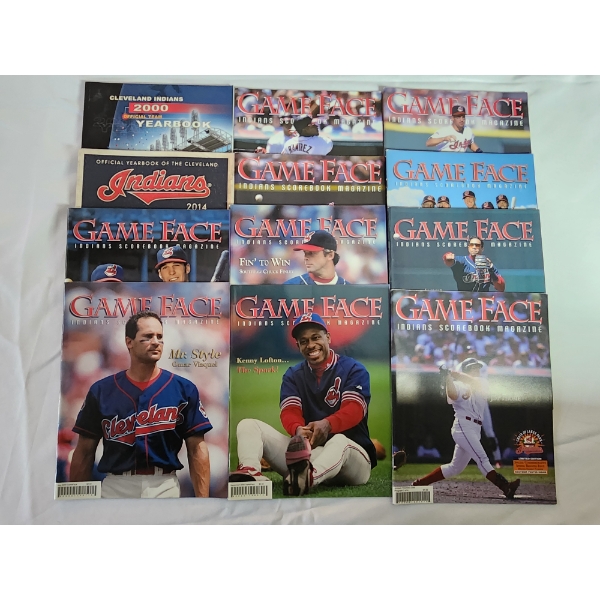 12 Baseball Magazines Including Game Face, Cleveland Indians Yearbooks