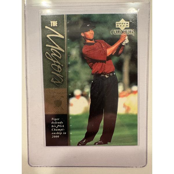 2001 Upper Deck Tiger Woods Rookie Golf Card In Protective Holder - High Grade - Mint Condition