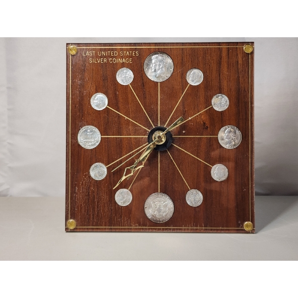 Marion Kay "Last United States Silver Coinage" Clock Including 90% Silver Coins FV: $2.30