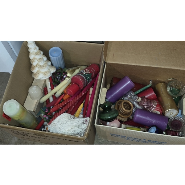 PICKUP IN CANTON - 2 Boxes As Shown All Kinds Of Candles - Holiday & Themed Varieties & Sizes