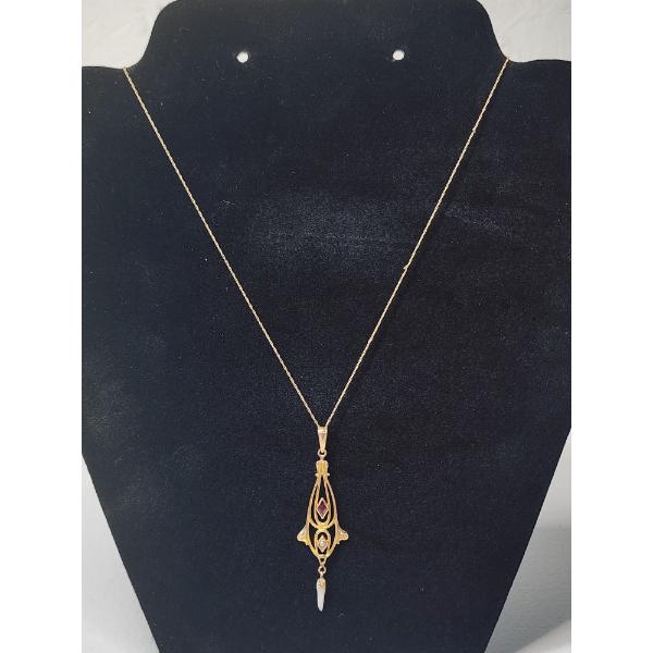 Beautiful Vintage 14K Gold Lavaliere Pendant Necklace - 18" TW: 2.1g