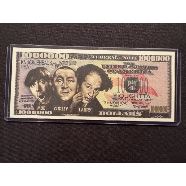 Vintage 3 Stooges One Million Dollar Bill - Larry, Curly & Moe - Mint Condition