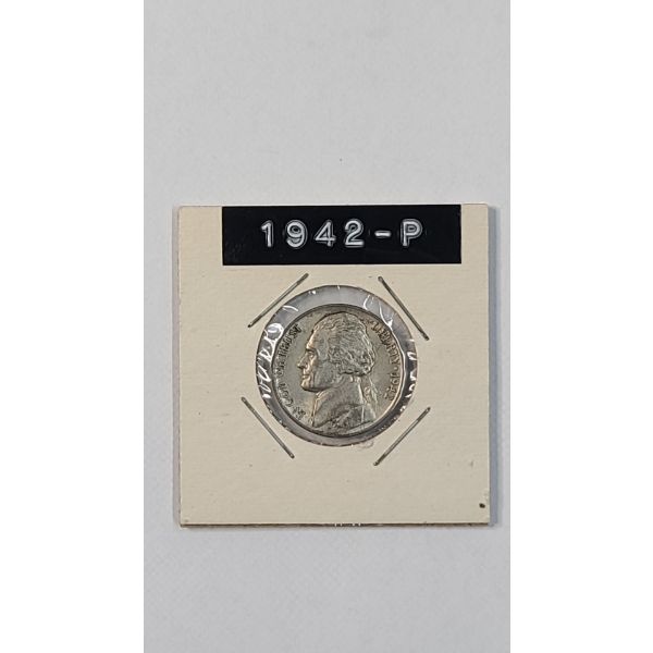 United States 1942-P 35% Silver Wartime Jefferson Nickel 