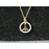 Image 5 : 14K Yellow Gold Peace Sign Pendant & Necklace Weighing 1.4 Grams